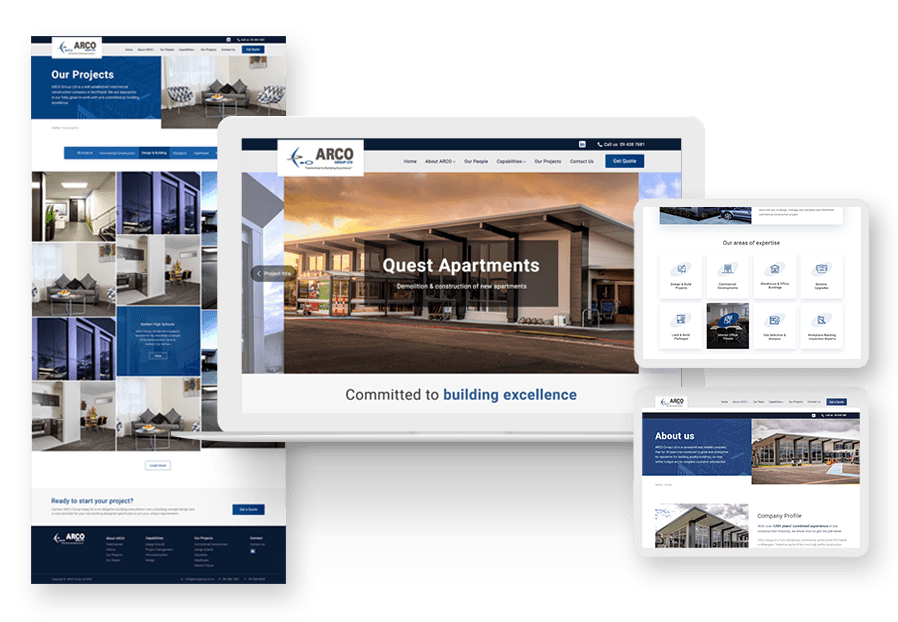 Ganberofanno created the website for construction company ARCO to present their services